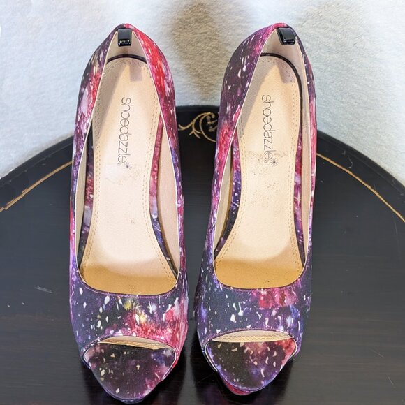 Shoe Dazzle Open Toe Slip on Stiletto High Heel Platform pumps Size 9 - Picture 11 of 11